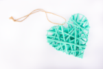Corazon de mimbre menta colgante